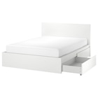 Aktuelle Bett Angebote bei IKEA in Braunschweig Aktuelles Bettgestell hoch mit 2 Schubkästen weiß/Leirsund 140x200 cm Angebot bei IKEA in Braunschweig ab 378,00 €