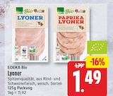 Lyoner von EDEKA Bio für 1,49 € bei EDEKA im Angebot Lyoner von EDEKA Bio im aktuellen EDEKA Prospekt