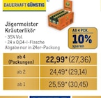 Kräuterlikör Angebote von Jägermeister bei Metro Pirna für 30,45 €