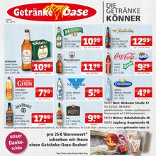Coca Cola im Getränke Oase Prospekt "Aktuelle Angebote" mit 1 Seiten (Soest)