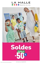 Catalogue Mode La Halle en cours à Castets-en-Dorthe et alentours, "Soldes JUSQU'À -50%", 1 page, 25/06/2025 - 22/07/2025