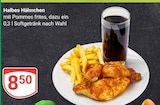 Halbes Hähnchen mit Pommes frites und Softgetränk bei GLOBUS im Spiesen-Elversberg Prospekt für 8,50 €