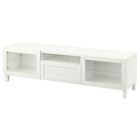 TV-Bank weiß/Hanviken/Stubbarp Klarglas weiß von BESTÅ für 272,00 € bei IKEA im Angebot TV-Bank weiß/Hanviken/Stubbarp Klarglas weiß von BESTÅ im aktuellen IKEA Prospekt