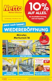 Netto Marken-Discount Prospekt für Münster: "Wiedereröffnung - 10% auf ALLES", 4 Seiten, 17.02.2026 - 21.02.2026