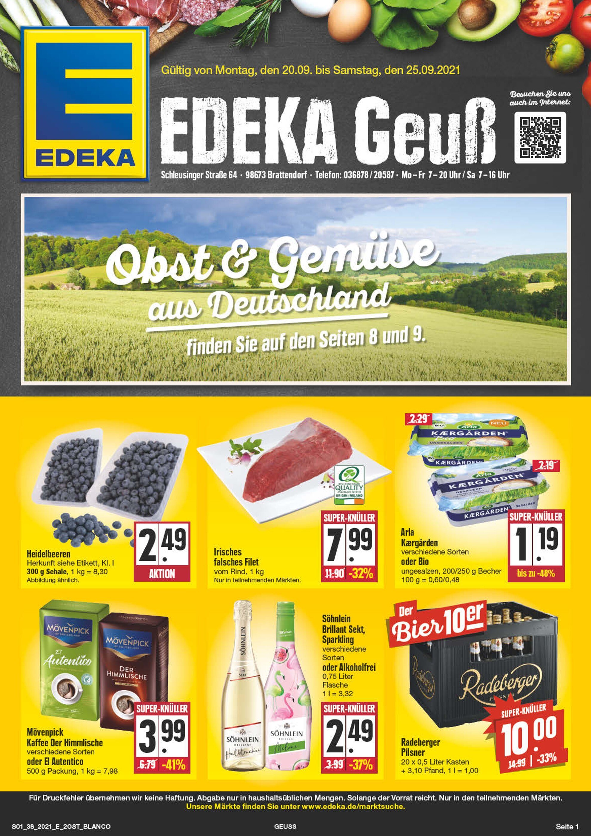 EDEKA Prospekt für Gösen mit 36 Seiten EDEKA Prospekt für Gösen: "Wir lieben Lebensmittel!", 36 Seiten, 20.09.2021 - 25.09.2021
