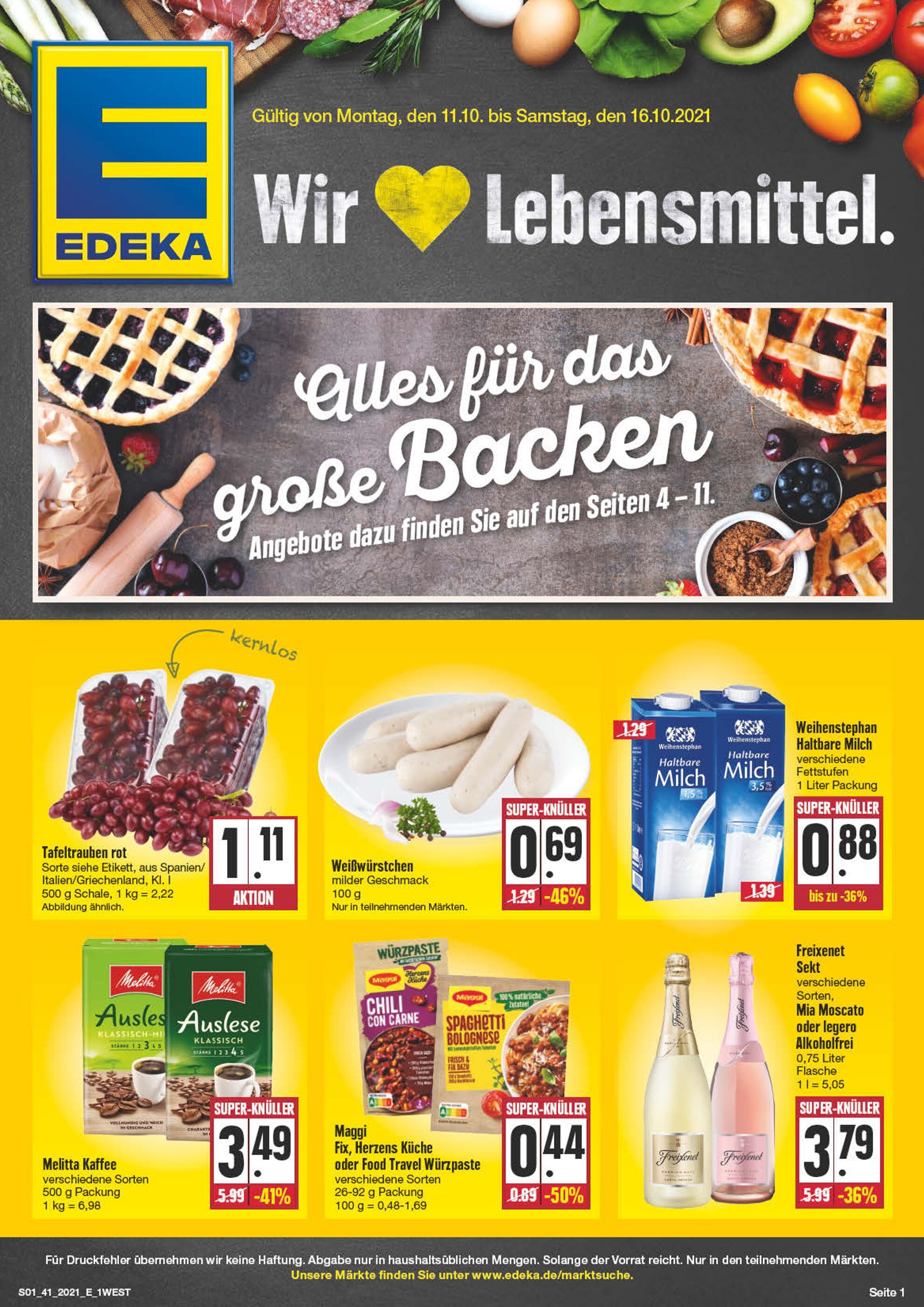 EDEKA Prospekt für Marktredwitz mit 28 Seiten EDEKA Prospekt für Marktredwitz: "Wir lieben Lebensmittel!", 28 Seiten, 11.10.2021 - 16.10.2021