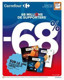 Prospectus Carrefour à Savières, "68 millions de supporters", 70 pages de promos valables du 21/05/2024 au 03/06/2024