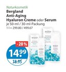 Gesichtspflege im V-Markt Prospekt Anti-Aging Hyaluron Creme oder Serum von Bergland im aktuellen V-Markt Prospekt für 14,99 €