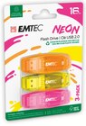 Pack de 3 clés usb 2.0 16 go neon - EMTEC en promo chez Intermarché Niort à 14,99 €