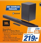 Soundbar BAR 2.1 Deep Bass im Angebot bei expert in Lüneburg Soundbar BAR 2.1 Deep Bass Angebote von JBL bei expert Lüneburg für 219,00 €