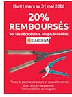 Mr.Bricolage Cournonsec - Promo 20% remboursés sur les sécateurs & coupe-branches GARDENA Promo 20% remboursés sur les sécateurs & coupe-branches GARDENA à dans le catalogue Mr.Bricolage à Cournonsec