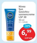Sun Gesichts-Sonnencreme LSF 30 im Angebot bei budni in Buchholz Sun Gesichts-Sonnencreme LSF 30 Angebote von Nivea bei budni Buchholz für 6,99 €