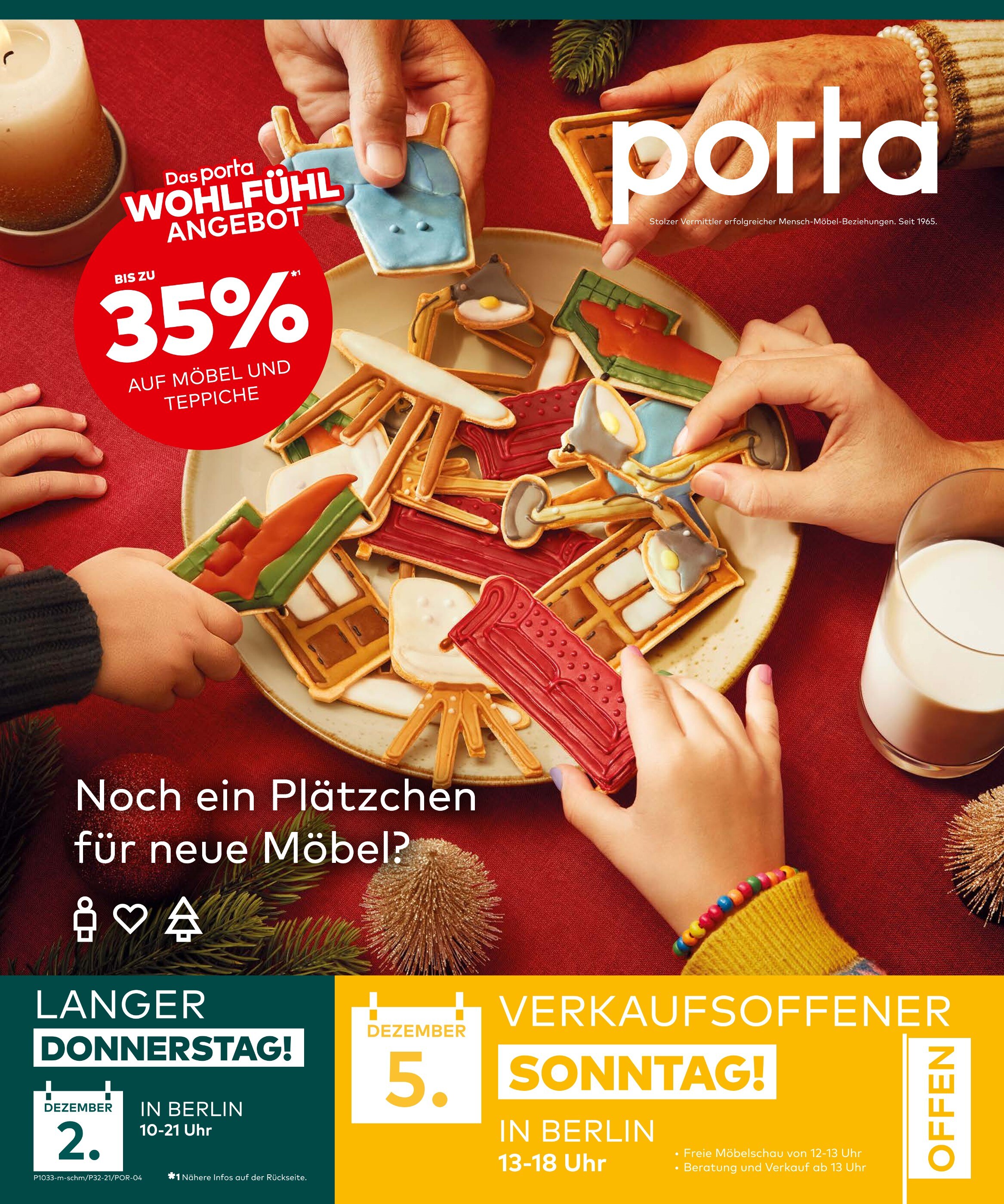 porta Möbel Prospekt für Berlin mit 8 Seiten porta Möbel Prospekt für Berlin: "Noch ein Plätzchen für neue Möbel?", 8 Seiten, 29.11.2021 - 05.12.2021