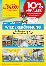 Netto Marken-Discount Prospekt für Berlin: "Wiedereröffnung - 10% auf alles", 6 Seiten, 19.11.2024 - 23.11.2024