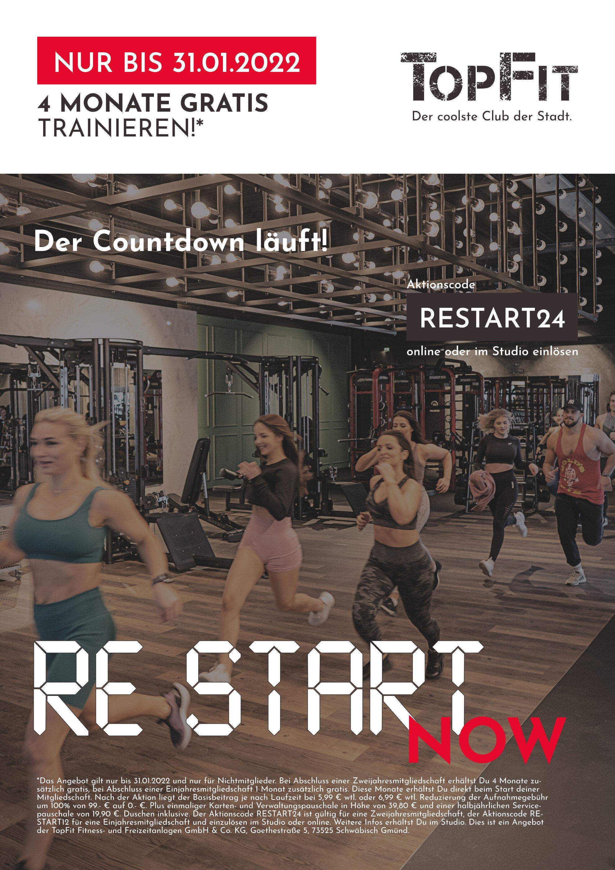 TopFit Prospekt für Heidenheim mit 2 Seiten TopFit Prospekt für Heidenheim: "Re Start Now", 2 Seiten, 15.01.2022 - 29.01.2022