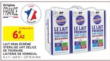 Promo Lait Demi-Écrémé Stérilisé UHT Délice de Touraine à 6,42 € dans le catalogue Intermarché Contact à Salignac-Eyvigues