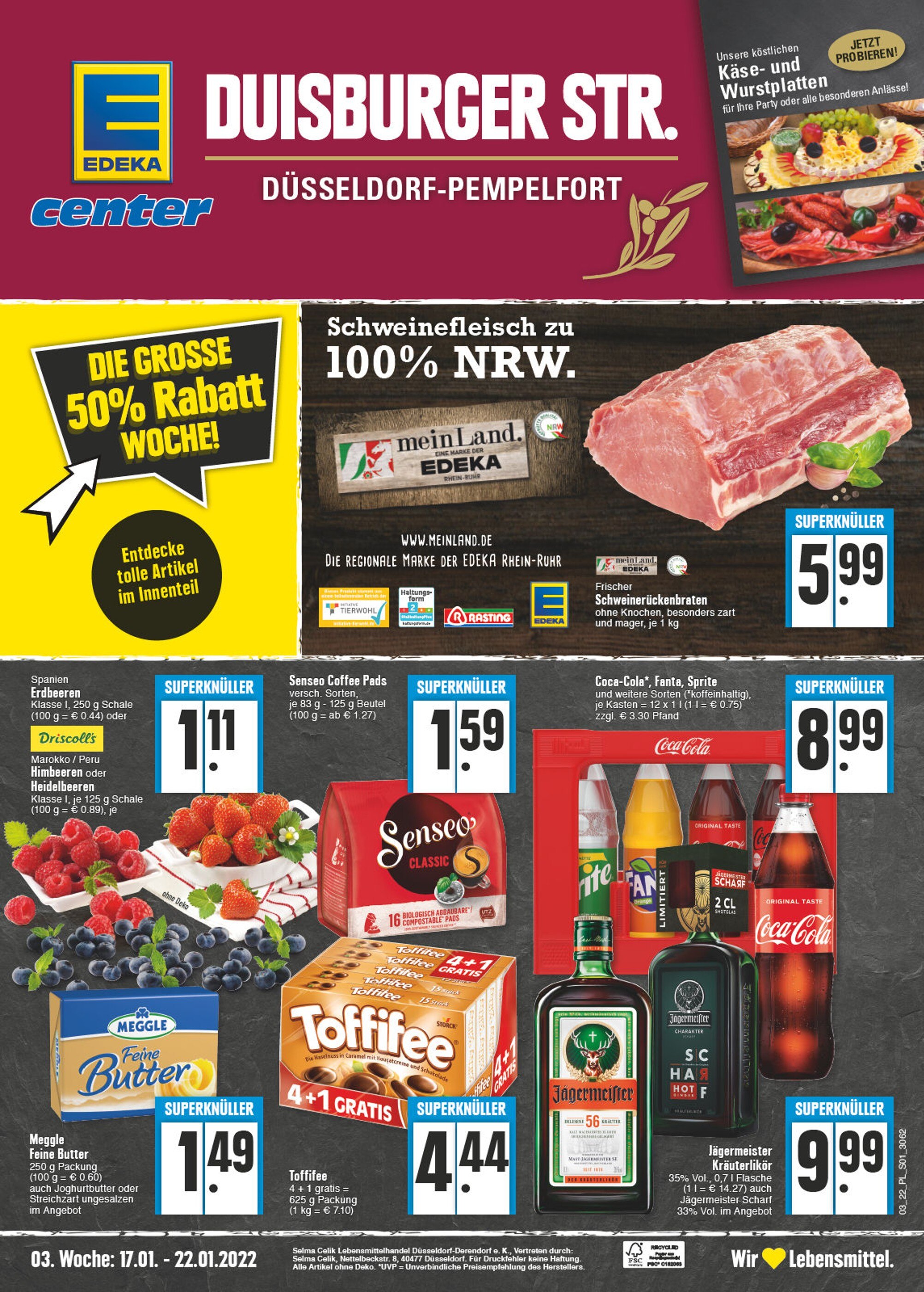 EDEKA Prospekt für Düsseldorf mit 16 Seiten EDEKA Prospekt für Düsseldorf: "Aktuelle Angebote", 16 Seiten, 17.01.2022 - 22.01.2022