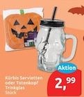 Kürbis Servietten oder Totenkopf Trinkglas für 2,99 € bei budni im Angebot Kürbis Servietten oder Totenkopf Trinkglas im aktuellen budni Prospekt