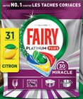 Tablettes Lave-Vaisselle Platinum Plus Tout en 1 Citron X31 - Fairy en promo chez Intermarché Express Nantes à 2,37 €