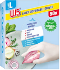 Gants en latex jetables - W5 en promo chez Lidl Gants en latex jetables - W5 dans le catalogue Lidl