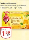 Italienische Limone im Angebot bei GLOBUS in Wolfenbüttel Italienische Limone Angebote von Teekanne bei GLOBUS Wolfenbüttel für 1,59 €