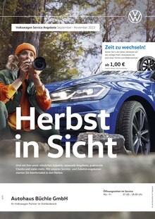 Volkswagen Prospekt der Woche "Herbst in Sicht" Seite 1, 01.09.2023 bis 30.11.2023 für Binzen Aktueller Volkswagen Prospekt "Herbst in Sicht" Seite 1 von 1 Seite für Binzen