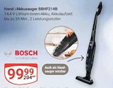 Hand-/Akkusauger BBHF214B im Angebot bei GLOBUS in Rodgau Hand-/Akkusauger BBHF214B Angebote von BOSCH bei GLOBUS Rodgau für 99,99 €