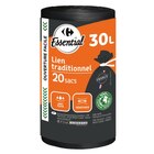 20 sacs poubelle 30L - CARREFOUR ESSENTIAL en promo chez Carrefour Créteil à 1,95 €