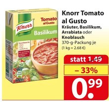 Knorr Tomato al Gusto bei famila Nordost in Hamburg Knorr Tomato al Gusto im Angebot bei famila Nordost Hamburg für 0,99 €