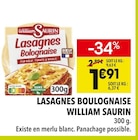 Lasagnes Bolognaise - William Saurin en promo chez Supeco Lasagnes Bolognaise - William Saurin dans le catalogue Supeco