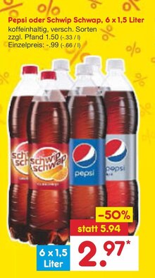 Pepsi oder Schwip Schwap bei Netto Marken-Discount in Hückelhoven Pepsi oder Schwip Schwap im Angebot bei Netto Marken-Discount Hückelhoven für 2,97 €