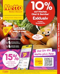 Netto Marken-Discount Prospekt für Creußen mit 2 Seiten Netto Marken-Discount Prospekt für Creußen: "10% auf Obst & Gemüse", 2 Seiten, 27.10.2025 - 01.11.2025