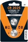 Lithium-Knopfzellen CR 2025 im REWE Prospekt Lithium-Knopfzellen CR 2025 von VIVESS im aktuellen REWE Prospekt für 1,99 €