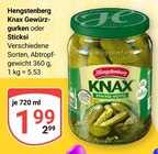 Knax Gewürzgurken oder Sticks im Angebot bei GLOBUS in Saarbrücken Knax Gewürzgurken oder Sticks Angebote von Hengstenberg bei GLOBUS Saarbrücken für 1,99 €