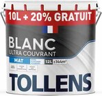 Peinture blanc ultra couvrant mat - Tollens en promo chez Castorama Saint-Martin-d'Hères à 79,90 €