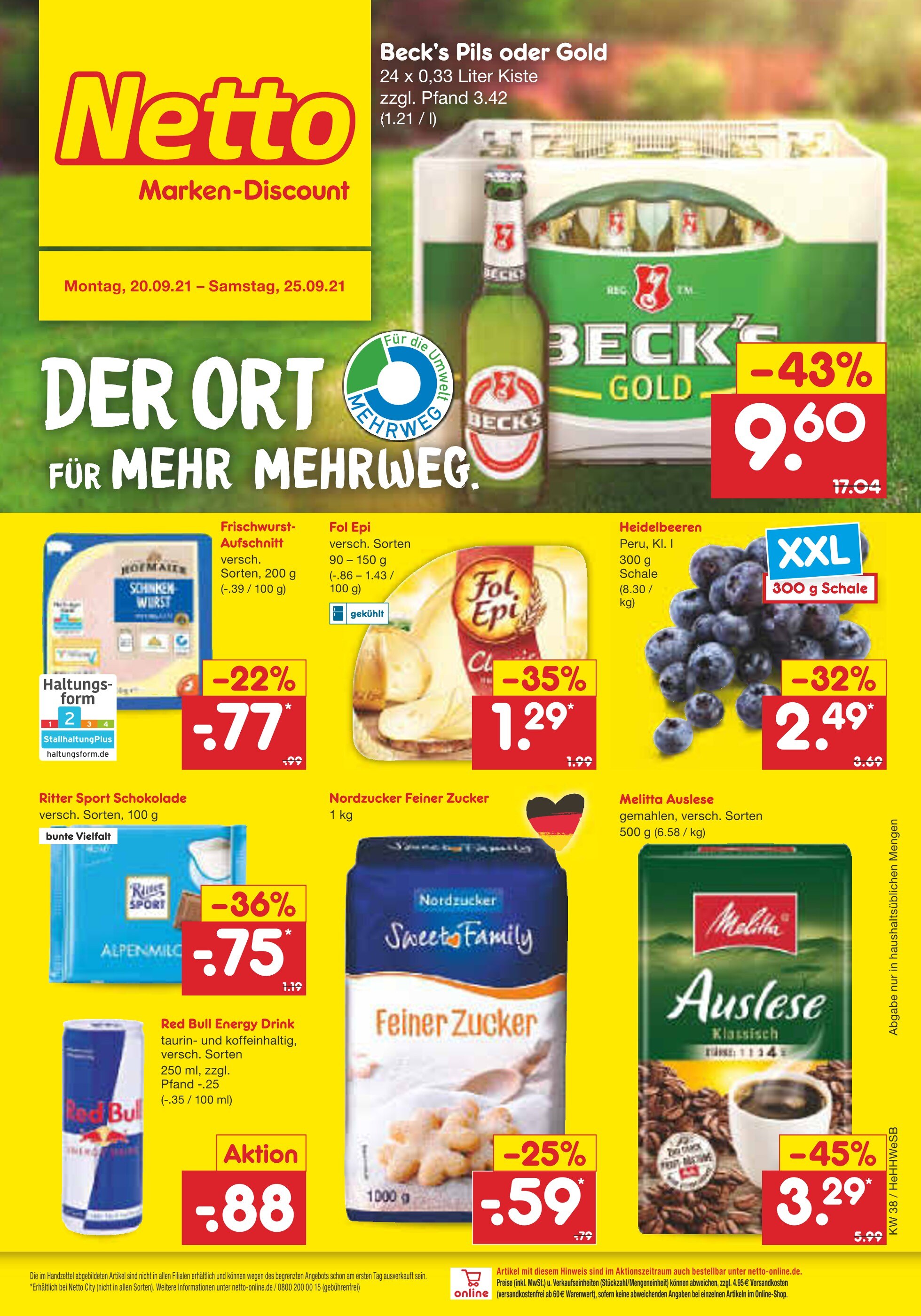 Netto Marken-Discount Prospekt für Hamburg mit 41 Seiten Netto Marken-Discount Prospekt für Hamburg: "DER ORT FÜR MEHR MEHRWEG.", 41 Seiten, 20.09.2021 - 25.09.2021