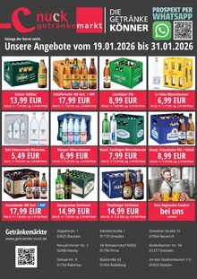 Bier im Nuck Getränke Prospekt "DIE GETRÄNKEKÖNNER" mit 2 Seiten (Dresden)