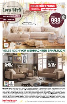 Sofa im hofmeister Prospekt "WIEDER DIE GRÖSSTE WOHNSCHAU" mit 22 Seiten (Reutlingen)