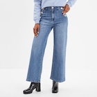 Jean flare cropped taille haute à pont denim triple stone femme - La Halle Jean flare cropped taille haute à pont denim triple stone femme à 25,19 € dans le catalogue La Halle
