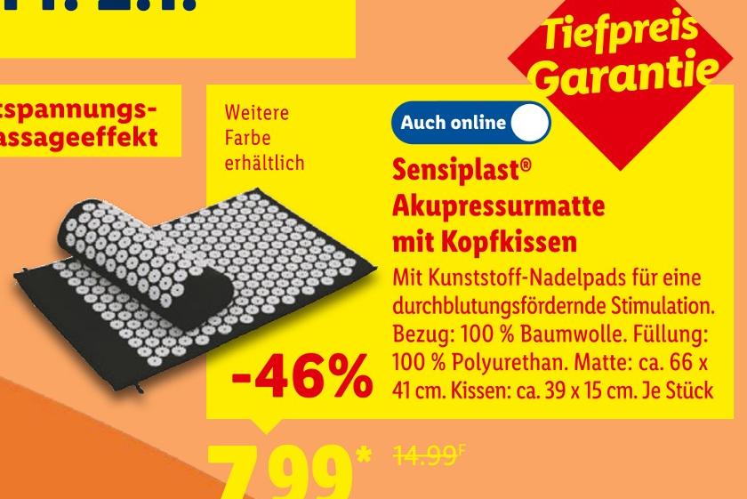 Akupressurmatte mit Kopfkissen