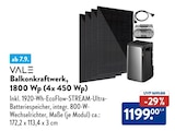 Balkonkraftwerk, 1800 Wp (4x 450 Wp) Angebote von VALE bei ALDI Nord Berlin für 1.199,00 €
