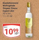 Zingwer Zitrone Ingwer Likör im Angebot bei GLOBUS in Salzgitter Zingwer Zitrone Ingwer Likör Angebote von Klosterbrennerei Wöltingerode bei GLOBUS Salzgitter für 10,99 €