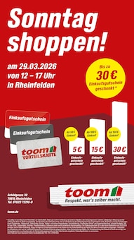 toom Baumarkt Prospekt Sonntag shoppen! mit  Seite in Wehr und Umgebung