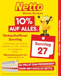 Aktueller Netto Marken-Discount Discounter Prospekt fĂŒr Wasserburg (Inn) 27.09.2026 - 27.09.2026 Netto Marken-Discount Prospekt fĂŒr Wasserburg (Inn) mit 2 Seiten