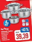 Edelstahl-Topfset bei Kaufhaus Stolz im Heiligenhafen Prospekt für 39,39 €