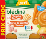 Auchan Hypermarché Champniers - Promo PETITS POTS TOMATES RIZ POULET & PURÉE CAROTTES JAMBON BLÉDINA Promo PETITS POTS TOMATES RIZ POULET & PURÉE CAROTTES JAMBON BLÉDINA à 3,49 € dans le catalogue Auchan Hypermarché à Champniers