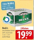 verschiedene Sorten im Angebot bei famila Nordost in Stade verschiedene Sorten Angebote von Beck’s bei famila Nordost Stade für 10,99 €