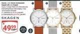 Damen- oder Herren-Armbanduhr Lederband Angebote von Skagen bei GLOBUS Koblenz für 49,99 €