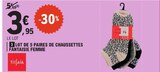 Lot de 5 paires de chaussettes fantaisie femme - TISSAIA en promo chez E.Leclerc Paris à 3,95 €