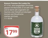 Gin London Dry im Angebot bei GLOBUS in Jena Gin London Dry Angebote von Konsum Premium bei GLOBUS Jena für 17,99 €